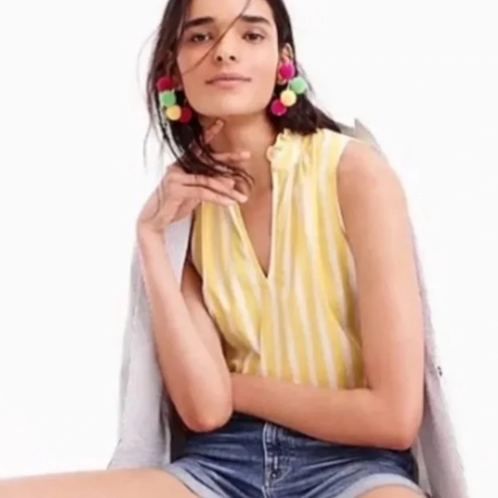 J. Crew Yellow Striped Sleeveless Top